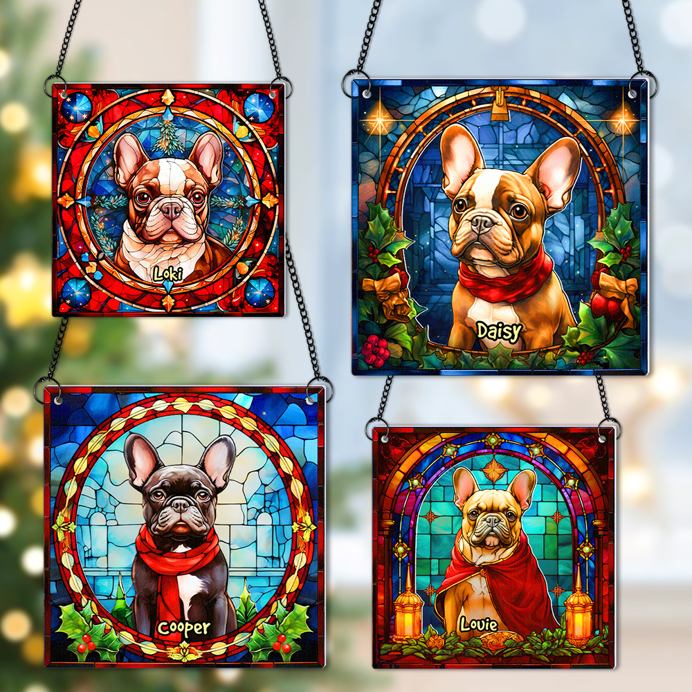 Alternative view of Personalized Christmas Gifts For Dog Lovers Suncatcher Ornament French Bulldog 03hupu100924