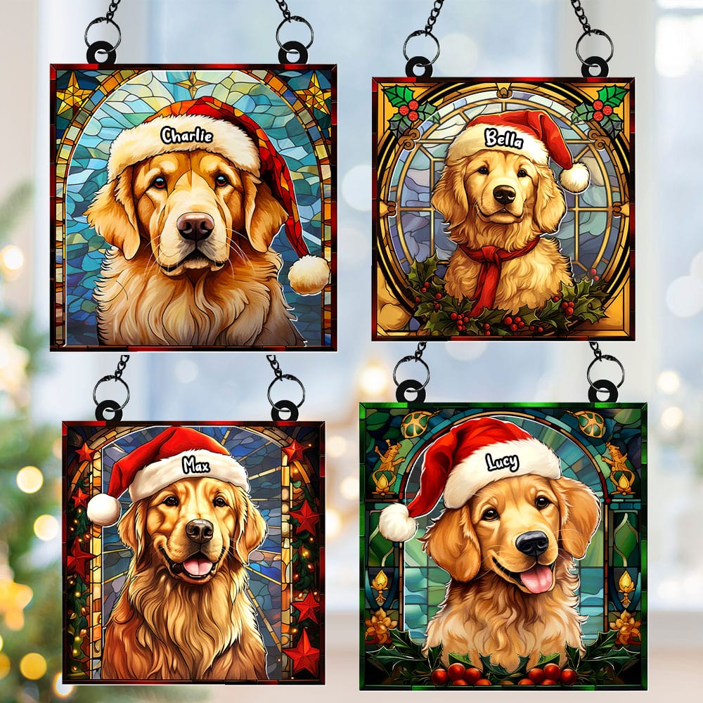 Personalized Christmas Gifts For Dog Lovers Suncatcher Ornament Golden Retriever 04huti090924 - Image 5