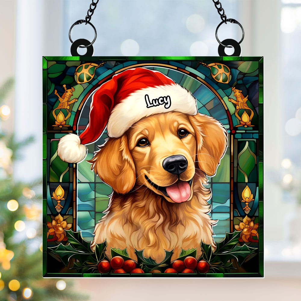 Personalized Christmas Gifts For Dog Lovers Suncatcher Ornament Golden Retriever 04huti090924