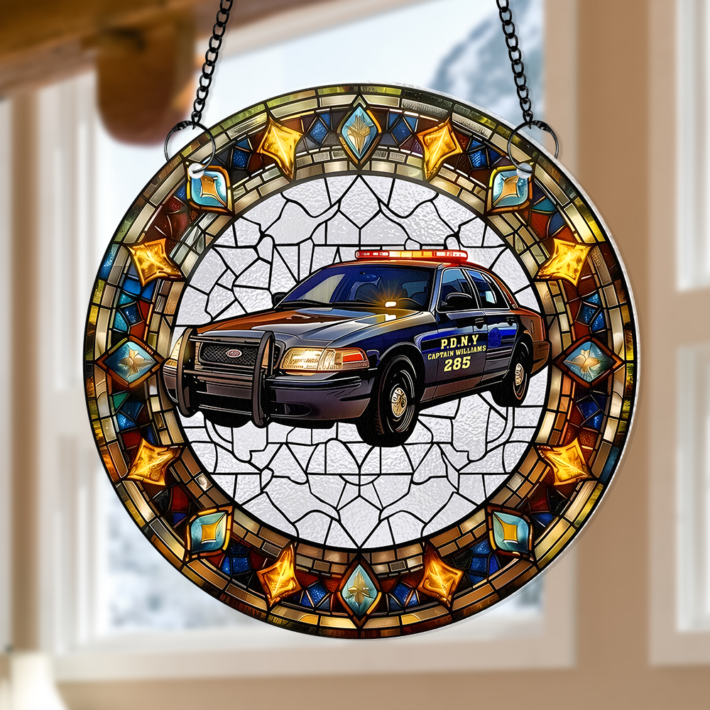 Personalized Christmas Gifts For Police Car Lovers Suncatcher Ornament 78acpu290824