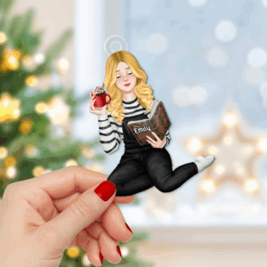 Alternative view of Personalized Christmas Gifts For Reading Girl Ornament 03acpu111124pa