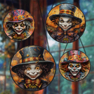 Alternative view of Personalized Clown Stained Glass Suncatcher 04TOPU270824