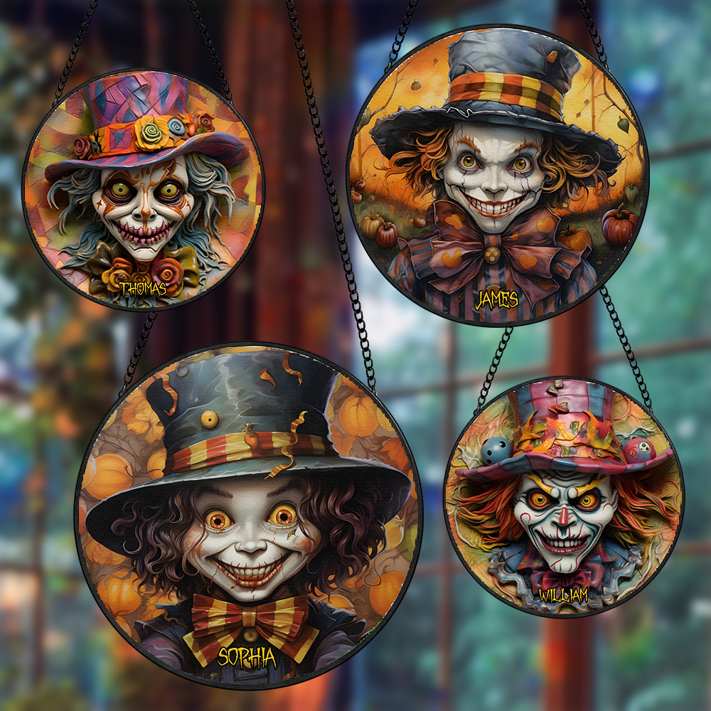 Alternative view of Personalized Clown Stained Glass Suncatcher 04TOPU270824