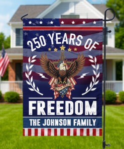 Personalized Family Name America 250 of Freedom With Eagle Garden Flag