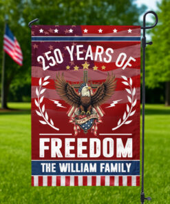 Alternative view of Personalized Family Name America 250 of Freedom With Eagle Garden Flag