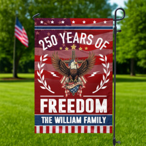 Alternative view of Personalized Family Name America 250 of Freedom With Eagle Garden Flag LM32 895141