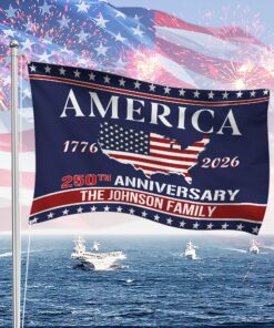 Personalized Family Name America 250th Anniversary Banner House Flag