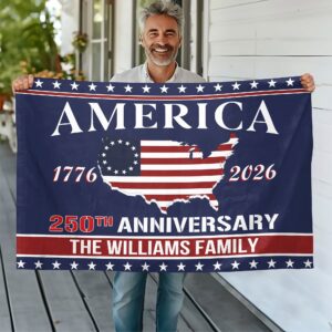 Alternative view of Personalized Family Name America 250th Anniversary Banner House Flag LM32 897163