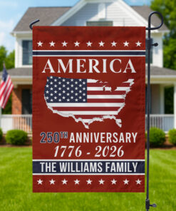 Alternative view of Personalized Family Name America 250th Anniversary Garden Flag
