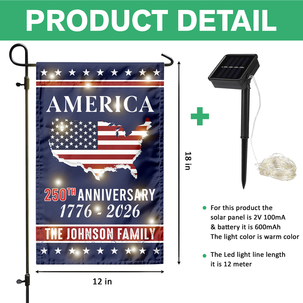 Personalized Family Name America 250th Anniversary LED Garden Flag - Image 7