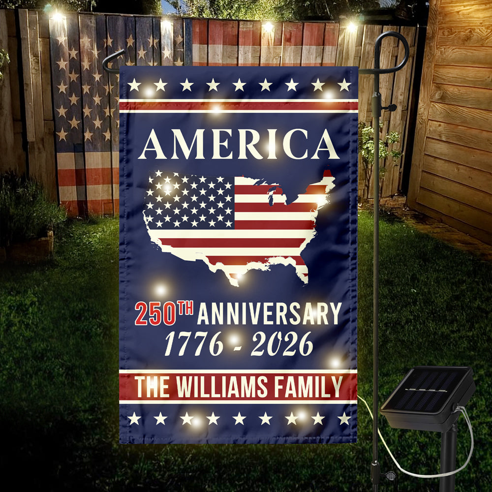 Personalized Family Name America 250th Anniversary LED Garden Flag - Image 4