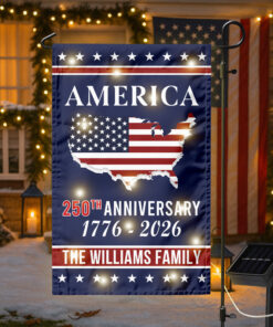 Alternative view of Personalized Family Name America 250th Anniversary LED Garden Flag