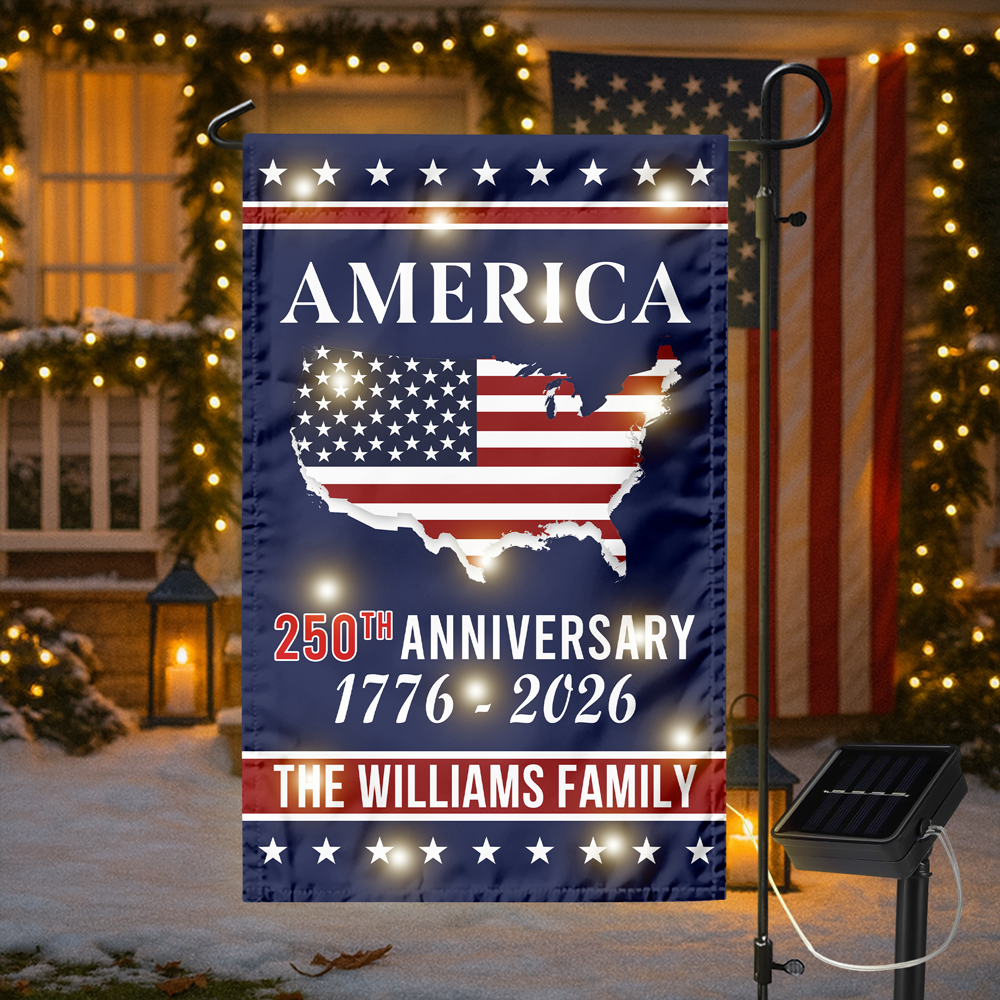Personalized Family Name America 250th Anniversary LED Garden Flag - Image 3