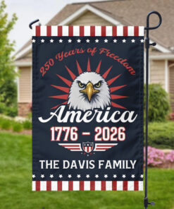Alternative view of Personalized Gift 250 Years Of Freem Patriotic Garden Flag