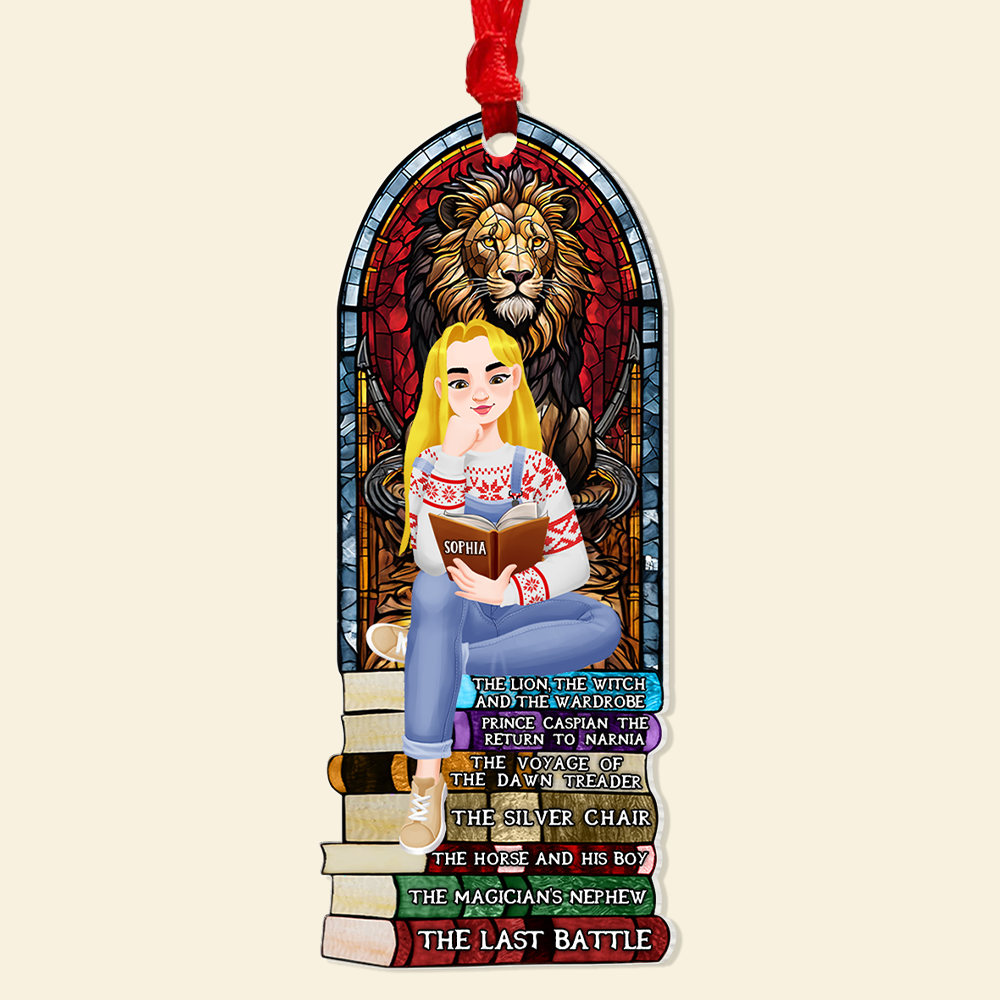 Personalized Gift For Book Lovers 03HUPU170924PA A Girl Sitting On Stack Of Books Reading Ornament - Image 5