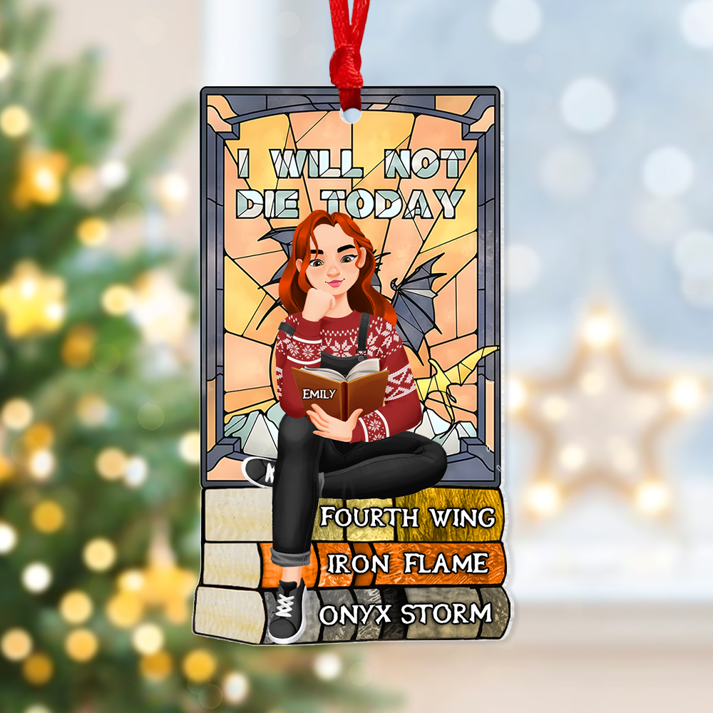 Personalized Gift For Book Lovers 04HUPU170924PA A Girl Sitting On Stack Of Books Reading Ornament