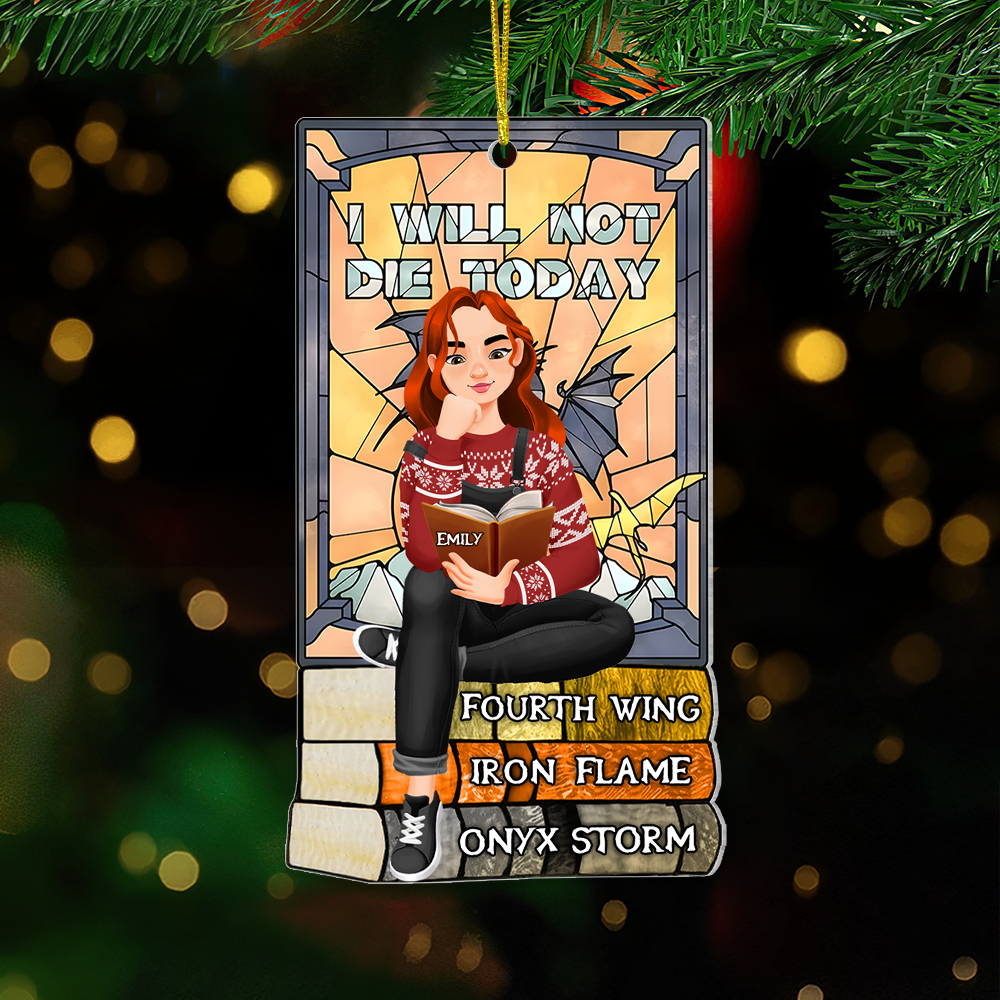 Alternative view of Personalized Gift For Book Lovers 04HUPU170924PA A Girl Sitting On Stack Of Books Reading Ornament