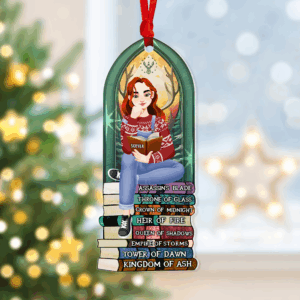 Alternative view of Personalized Gift For Book Lovers 05HUPU170924PA Ornament A Girl Sitting On Stack Of Books Reading