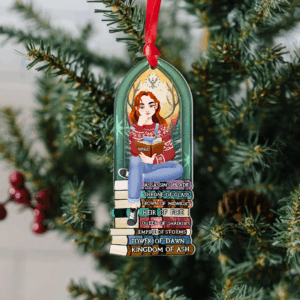 Personalized Gift For Book Lovers 05HUPU170924PA Ornament A Girl Sitting On Stack Of Books Reading