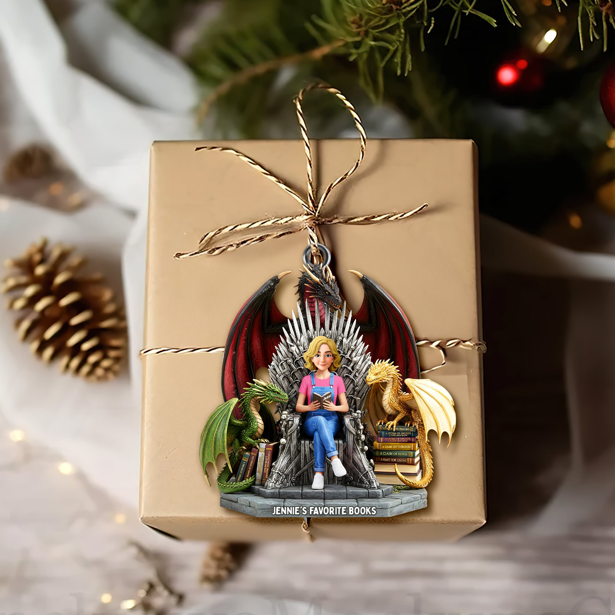 Personalized Gift For Book Lovers, Bookmas Custom Shape Acrylic Christmas Ornament 04hulu181025 - Image 4