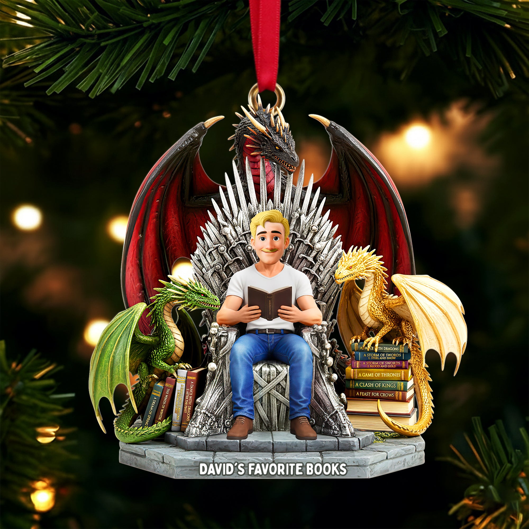 Alternative view of Personalized Gift For Book Lovers, Bookmas Custom Shape Acrylic Christmas Ornament 04hulu181025