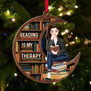 Personalized Gift For Book Lovers, Reading Is My Therapy Acrylic Ornament 02TOTI200924PA
