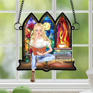 Personalized Gift For Book Lovers Suncatcher Ornament Reading Book Girl 01OHLU311224TM