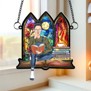 Alternative view of Personalized Gift For Book Lovers Suncatcher Ornament Reading Book Girl 01OHLU311224TM