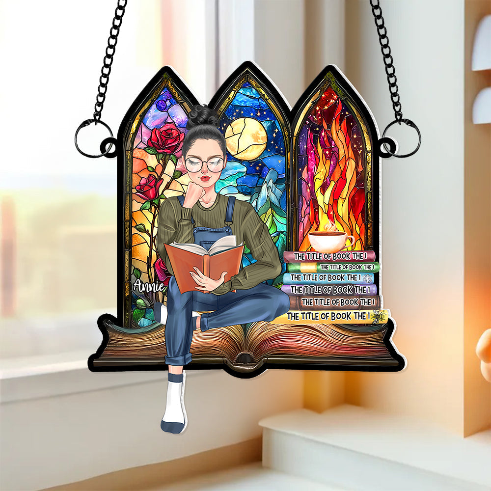Alternative view of Personalized Gift For Book Lovers Suncatcher Ornament Reading Book Girl 01OHLU311224TM