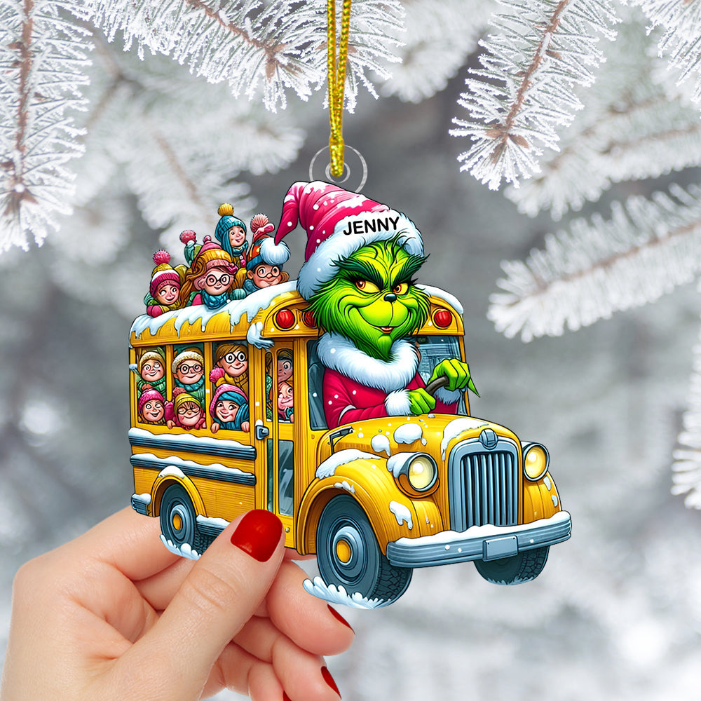 Personalized Gift For Bus Driver Ornament, Green Monster 01qhtn091124