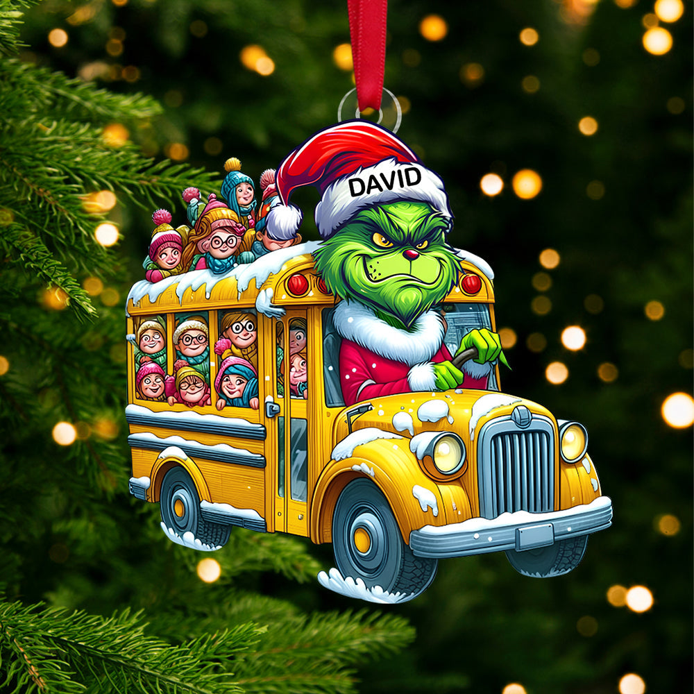 Alternative view of Personalized Gift For Bus Driver Ornament, Green Monster 01qhtn091124