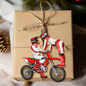 Alternative view of Personalized Gift For Couple Christmas Ornament Motorcross Couple 015ACTI111124PA