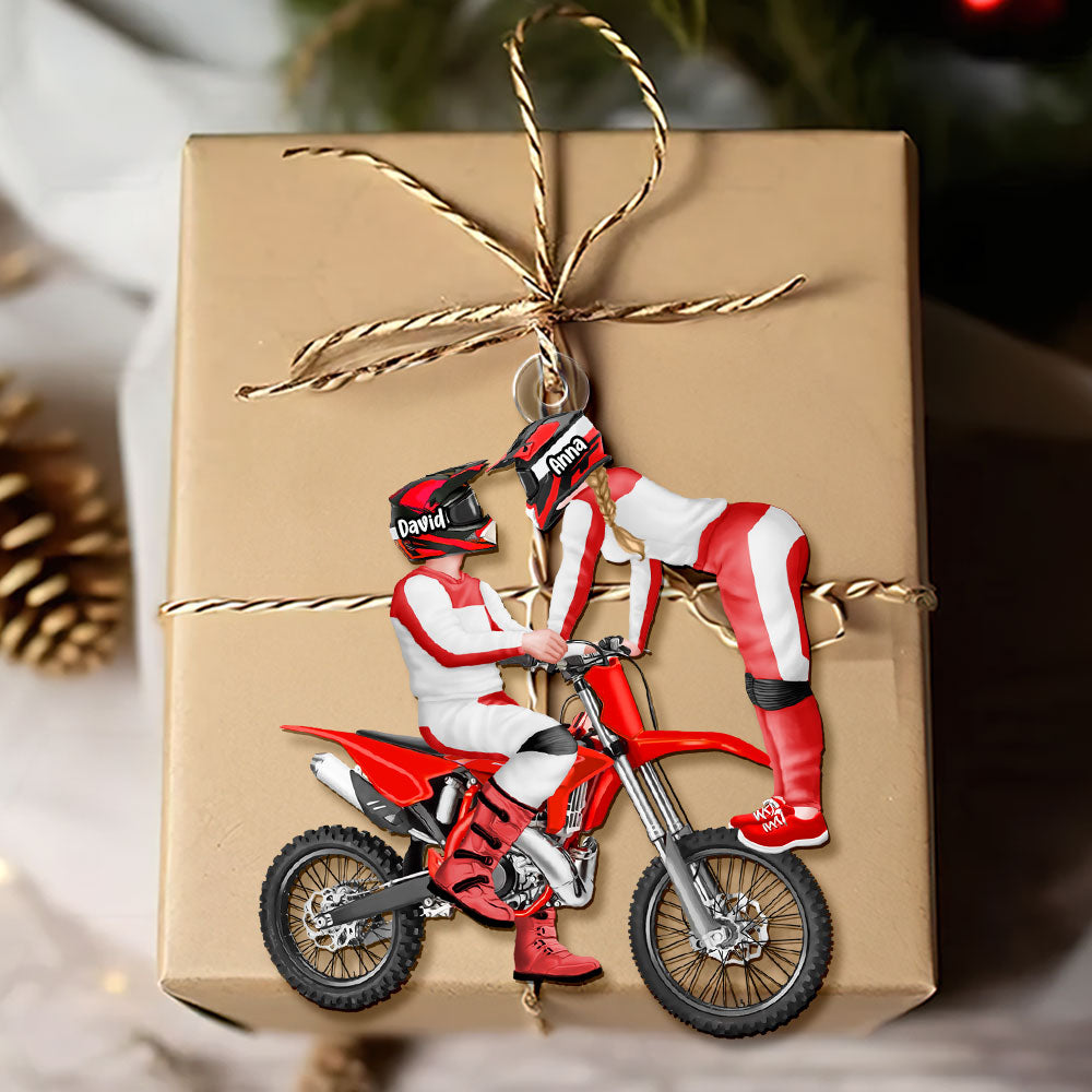 Alternative view of Personalized Gift For Couple Christmas Ornament Motorcross Couple 015ACTI111124PA