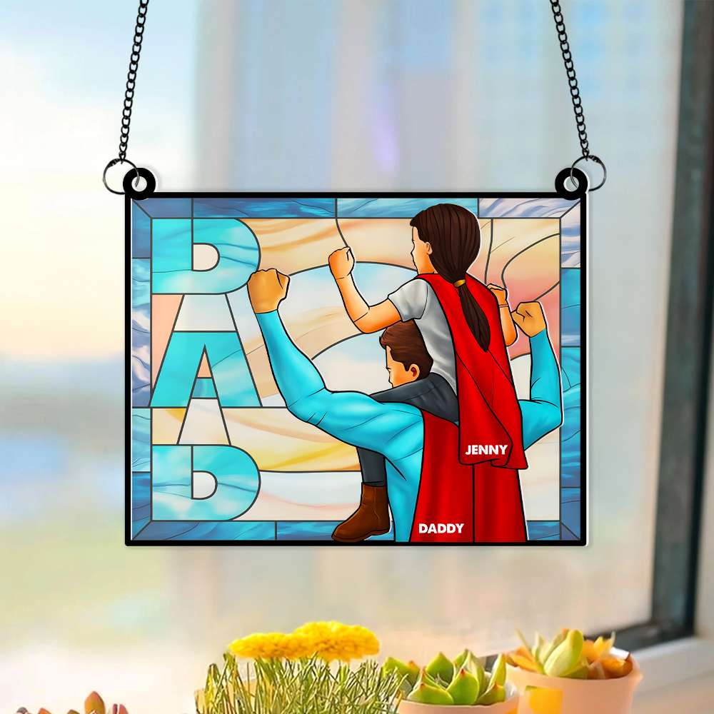 Alternative view of Personalized Gift For Dad Suncatcher, Strong Caring Dad 03QHMH060325