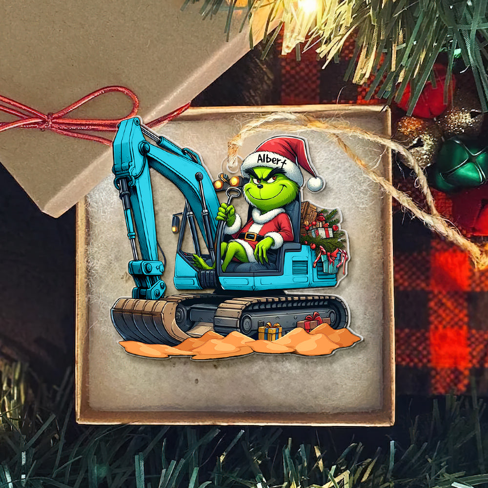Alternative view of Personalized Gift For Excavator Operator Ornament, Green Monster 03qhqn081124