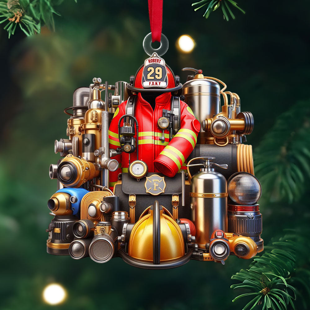 Alternative view of Personalized Gift For Firefighter Christmas Ornament 02OHTI201124