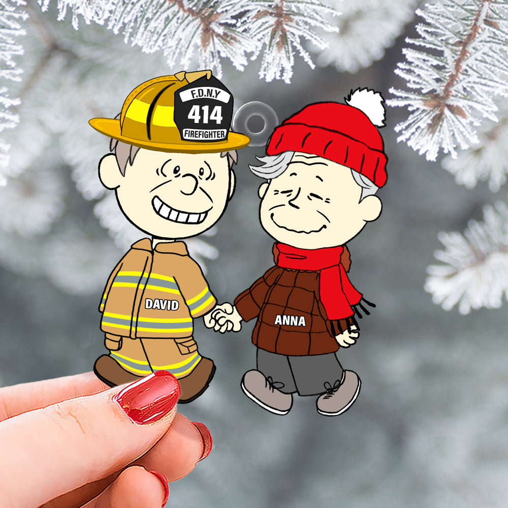 Personalized Gift For Firefighter Couple Christmas Ornament, Happily Holding Hand 04qhtn281124da - Image 4