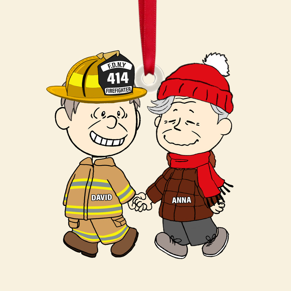 Personalized Gift For Firefighter Couple Christmas Ornament, Happily Holding Hand 04qhtn281124da - Image 5