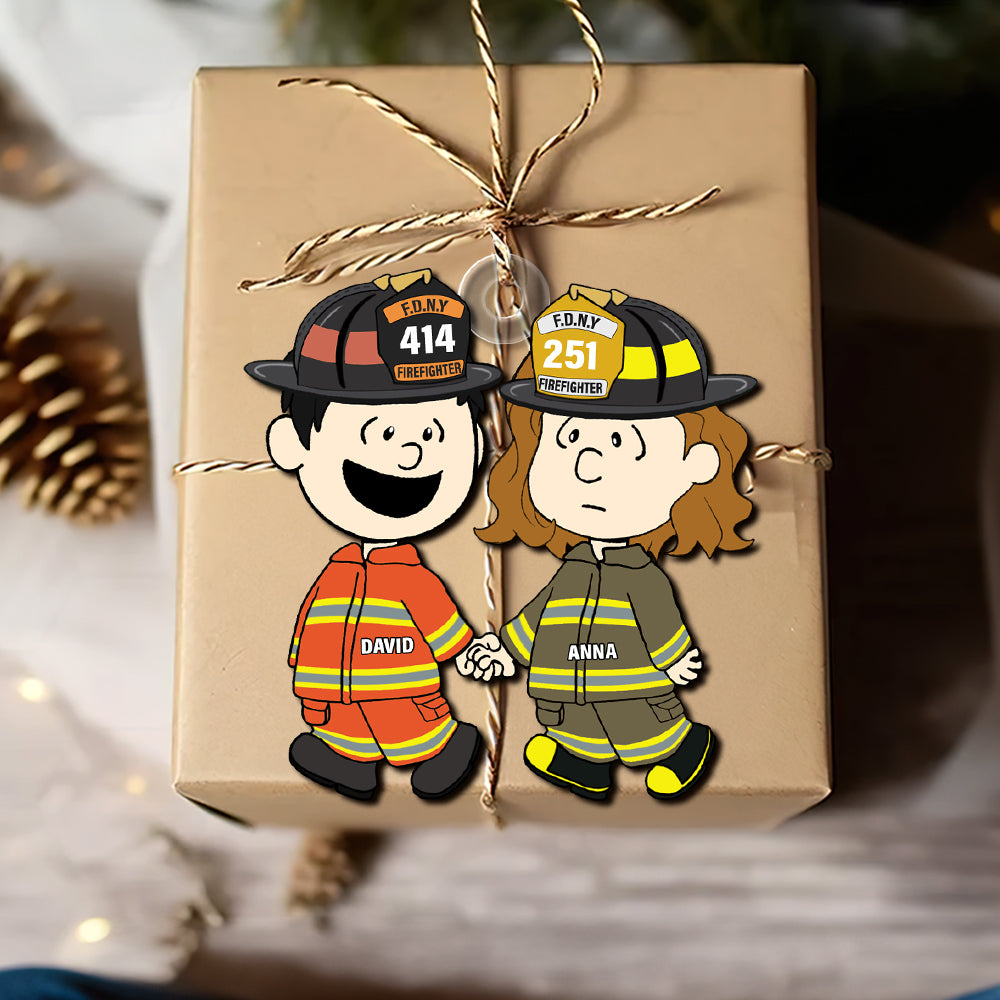 Alternative view of Personalized Gift For Firefighter Couple Christmas Ornament, Happily Holding Hand 04qhtn281124da