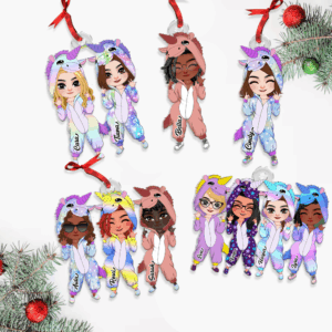 Alternative view of Personalized Gift For Friends Ornament, Besties In Unicorn Pajamas 03qhhu221124hh