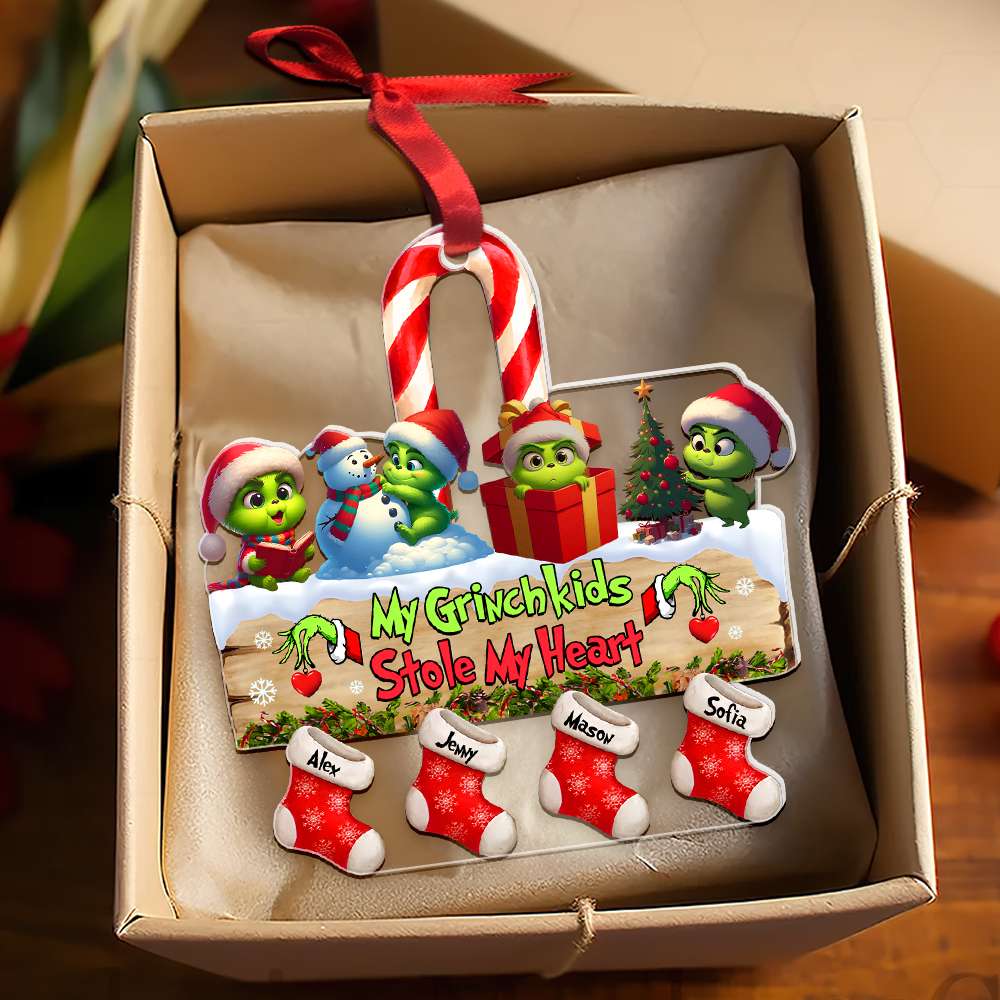 Personalized Gift For Grandma Christmas Ornament Green Monster Kids 01KAMH261124 - Image 4