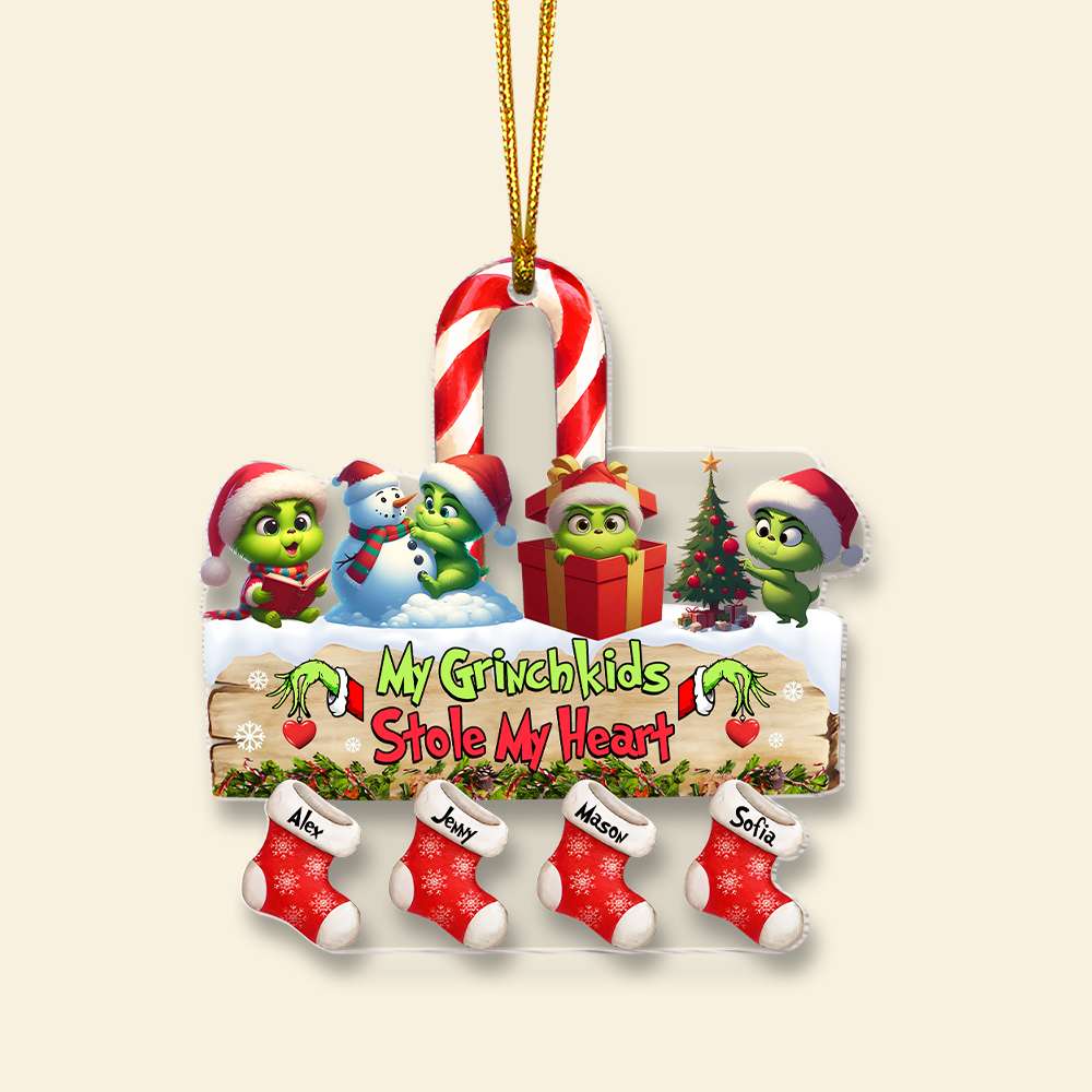 Personalized Gift For Grandma Christmas Ornament Green Monster Kids 01KAMH261124 - Image 3