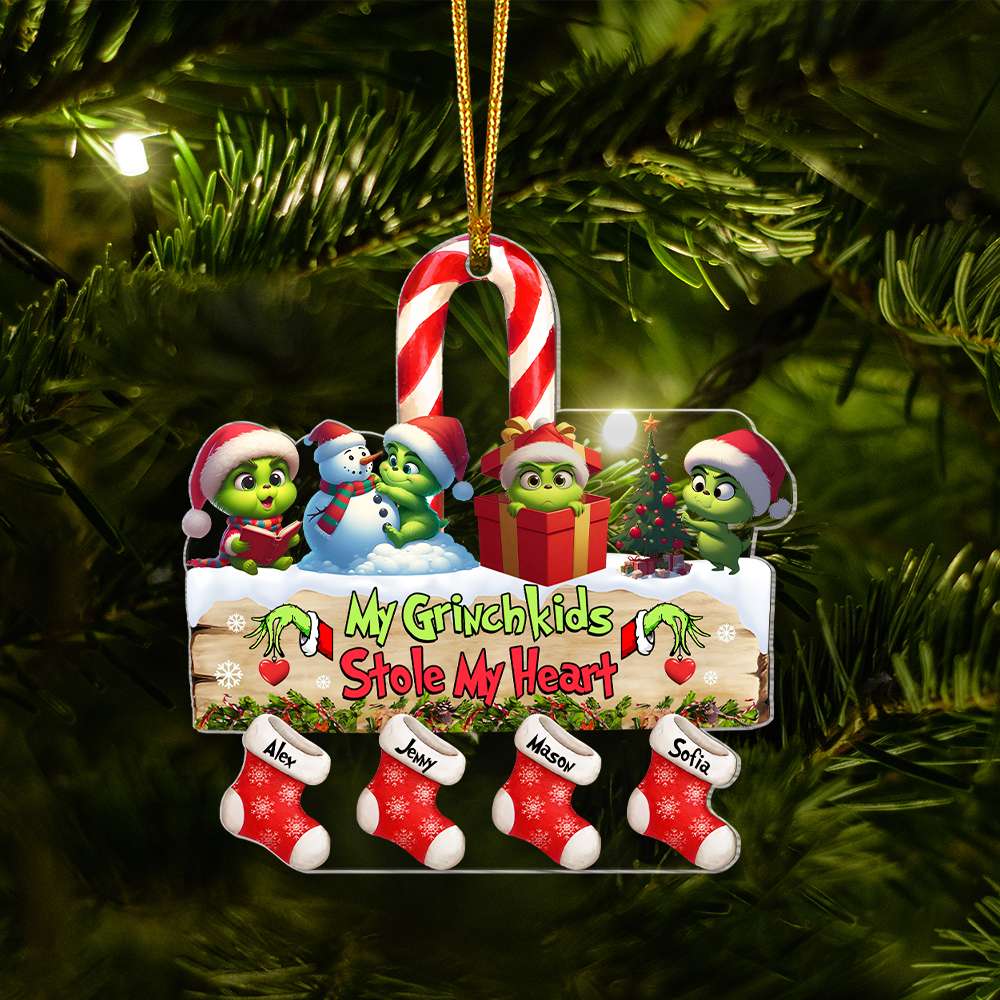 Alternative view of Personalized Gift For Grandma Christmas Ornament Green Monster Kids 01KAMH261124