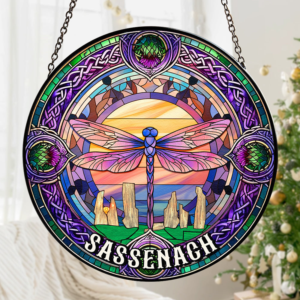 Personalized Gift For Historical Fantasy Novel Fans Suncatcher, Dragonfly Stained Glass 06QHTN290824