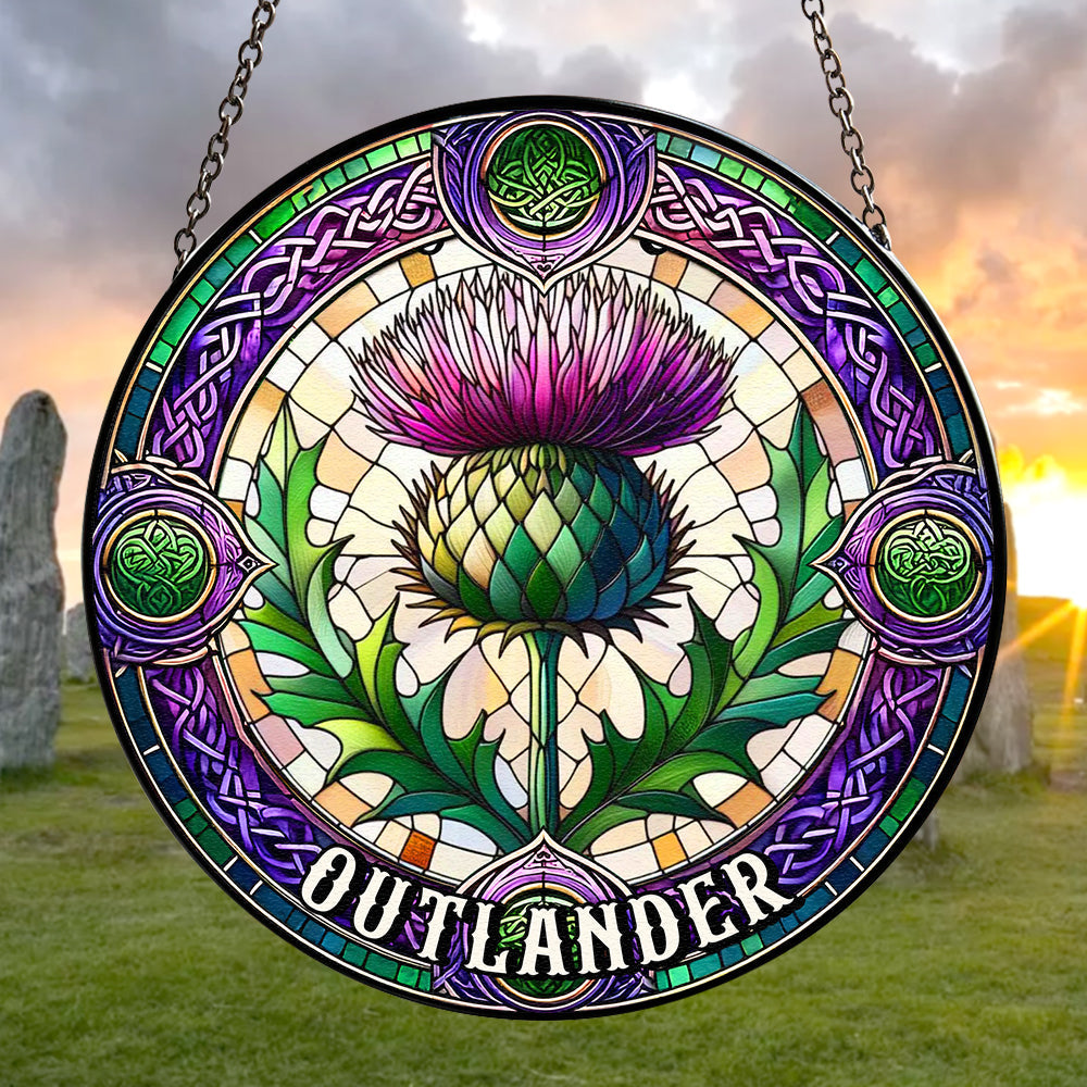 Personalized Gift For Historical Fantasy Novel Fans Suncatcher, Thistle Stained Glass 05QHTN290824