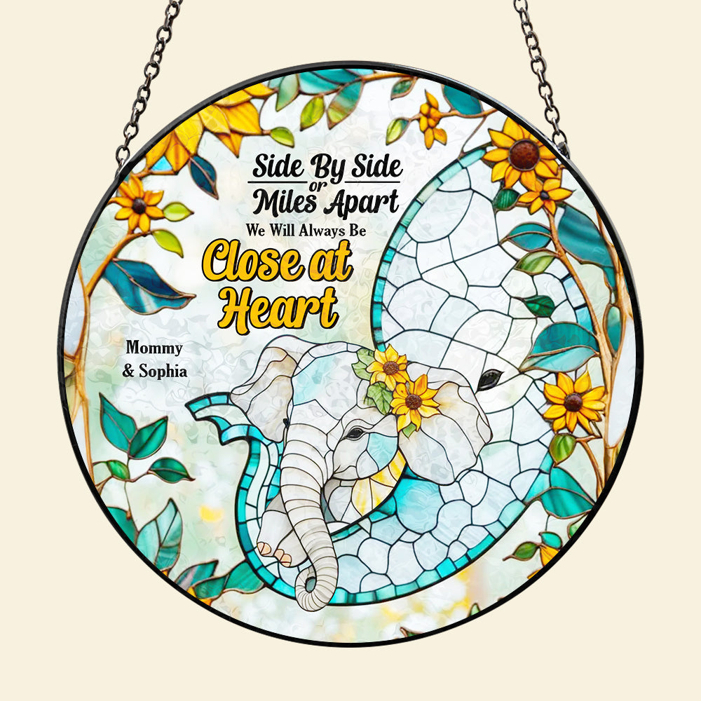 Personalized Gift For Mom Stained Glass, Mom & Baby Elephant Embracing With Trunk 02qhdt080325 - Image 3