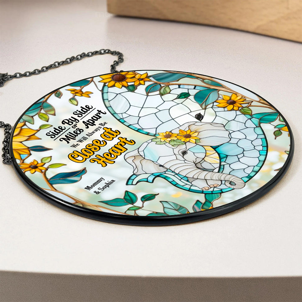 Personalized Gift For Mom Stained Glass, Mom & Baby Elephant Embracing With Trunk 02qhdt080325 - Image 4