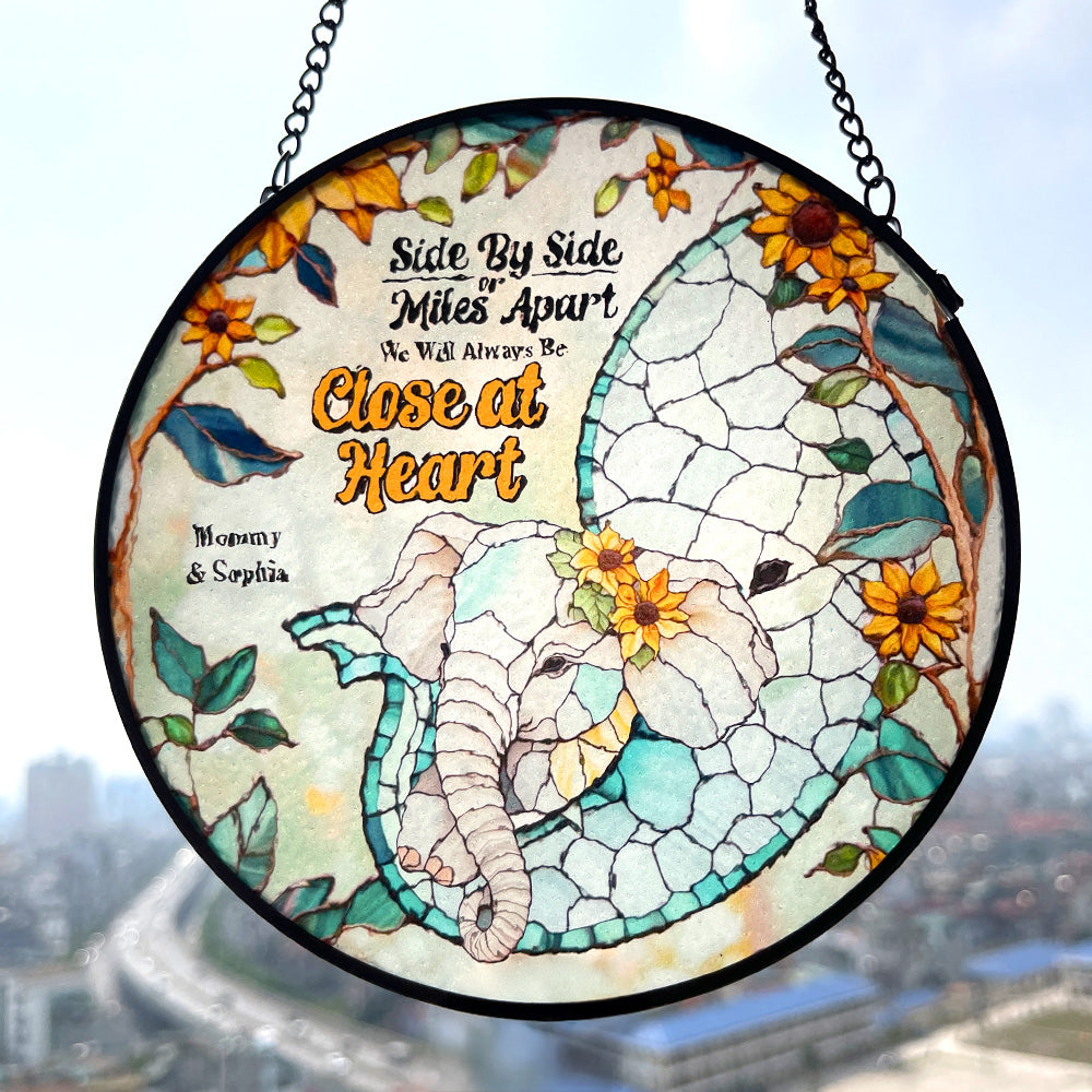 Personalized Gift For Mom Stained Glass, Mom & Baby Elephant Embracing With Trunk 02qhdt080325 - Image 6