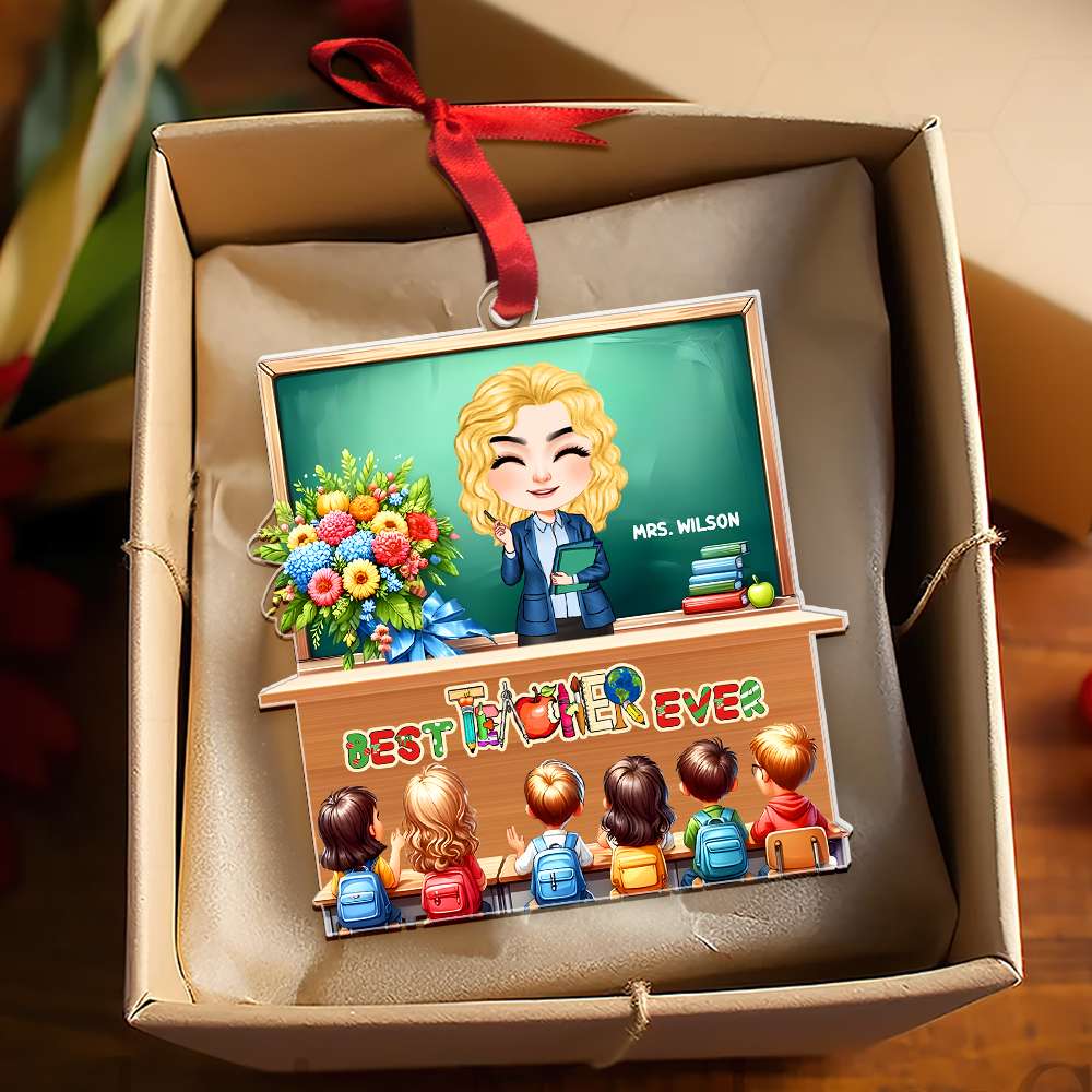 Personalized Gift For Teacher Ornament, Best Teacher Ever 01QHMH141124HH - Image 4