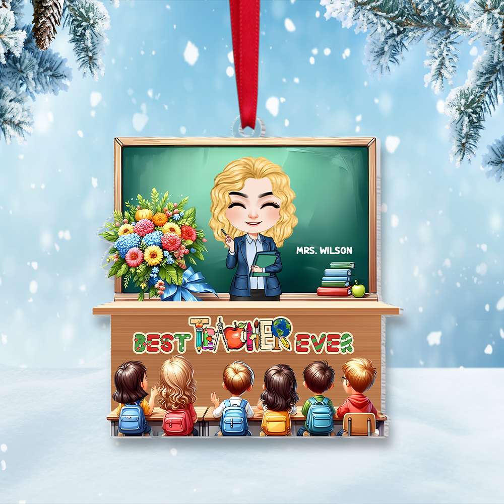 Personalized Gift For Teacher Ornament, Best Teacher Ever 01QHMH141124HH - Image 3